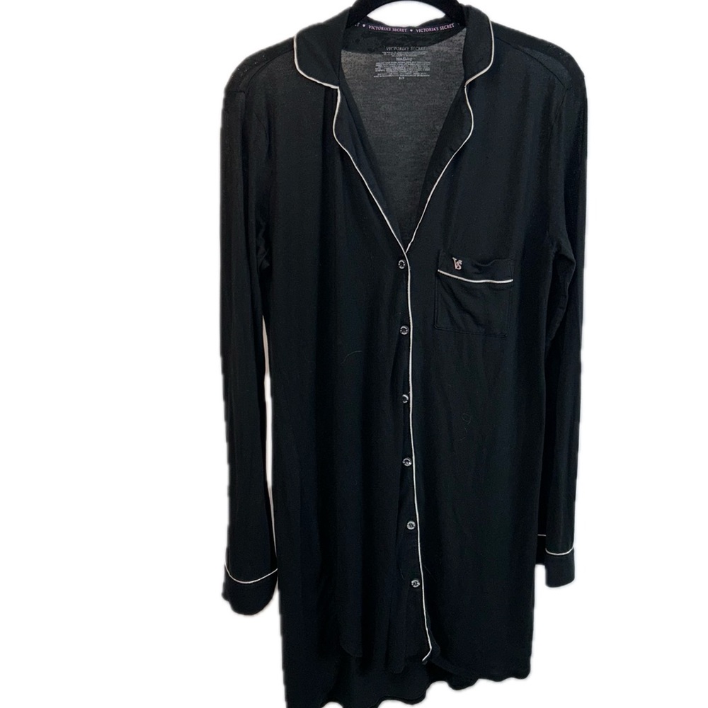 Victoria’s Secret Night Gown Long Sleeve Button Front Sleep Dress Nightie Sheer